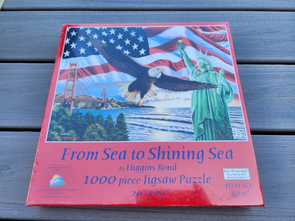 Puzzle "From Sea to Shining Sea" 1000 Piece Eagle USA Flag AMERICA New Sealed
